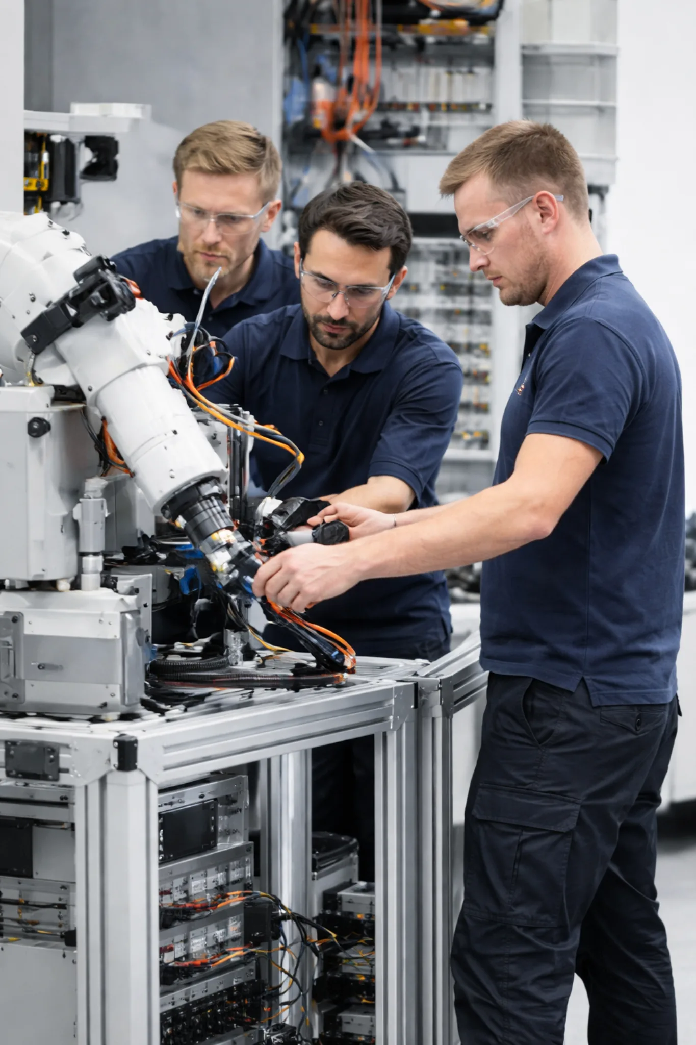 STL Team bei Inbetriebnahme einer Roboterzelle